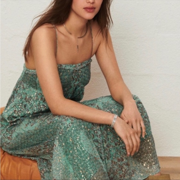 EUC Ba&sh sea foam green Odette maxi dress - Picture 2 of 11